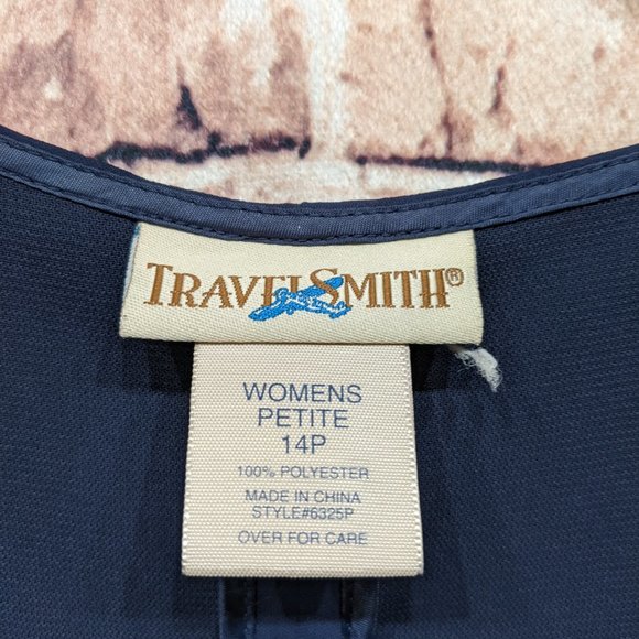 Travel Smith Blue Sleeveless 100% Polyester Dress Size 14P Women's Petite - Picture 6 of 8